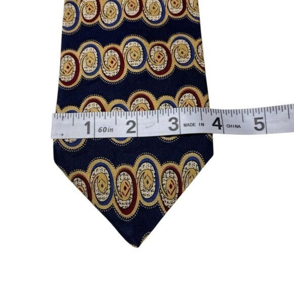 Bravini Silk Tie Quiet Luxury Old Money Geometric Blue Gold Made in USA … - Picture 4 of 7